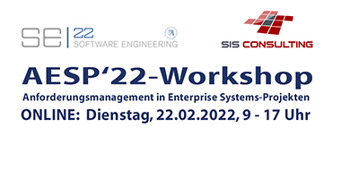 AESP22 Workshop Anforderungsmanagement in Enterprise Systems Projekten bei der Tagung Software Engineering 2022 - Beitragsbild 390x200